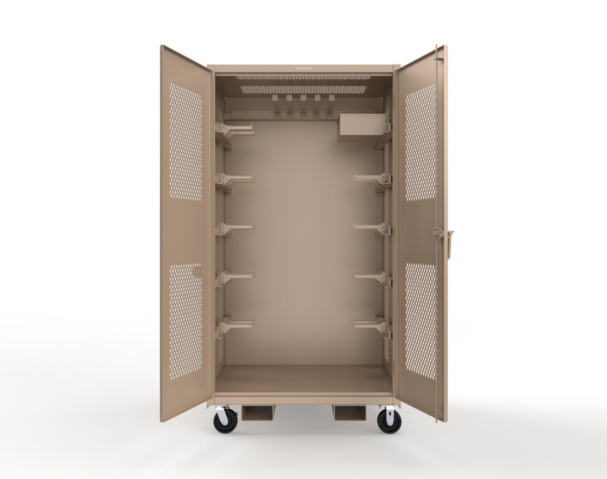 Extreme Duty 12 GA Mobile Rigging Cabinet with Ventilated Doors with Short & Long Hangers – 48 in. W x 36 in. D x 92 in. H - 47-VBS-360-23H-FLP-CA-1019