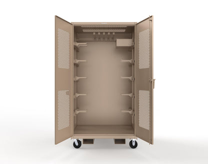 Extreme Duty 12 GA Mobile Rigging Cabinet with Ventilated Doors with Short & Long Hangers – 48 in. W x 36 in. D x 92 in. H - 47-VBS-360-23H-FLP-CA-1019