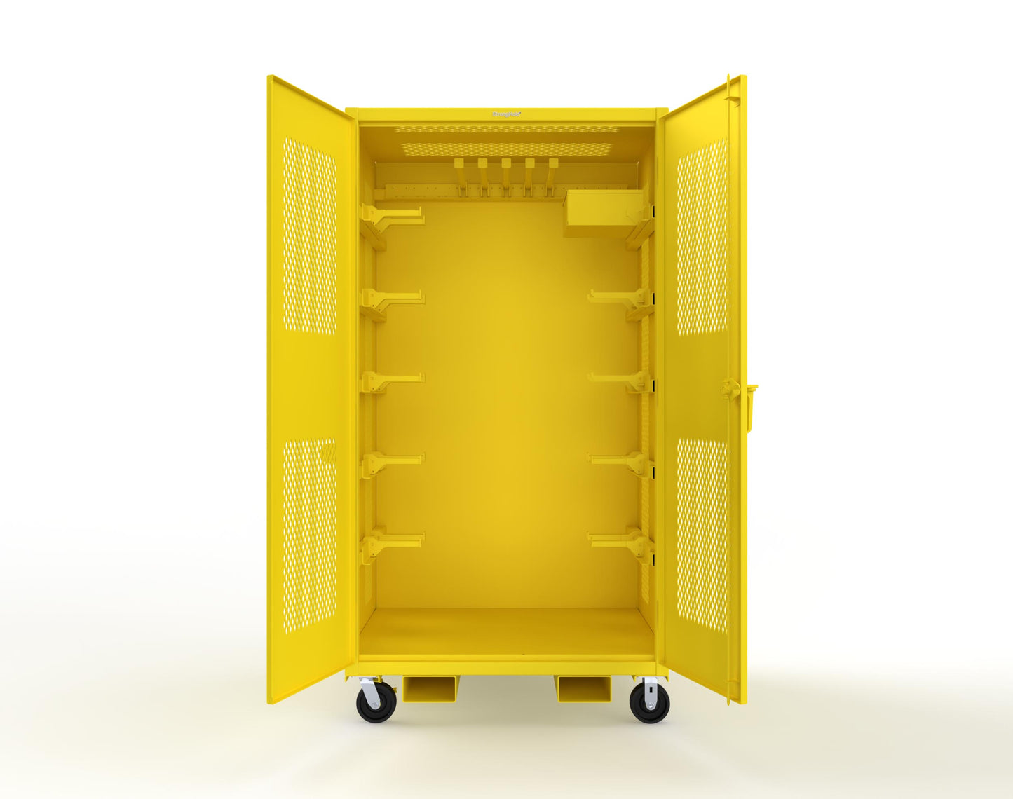 Extreme Duty 12 GA Mobile Rigging Cabinet with Ventilated Doors with Short & Long Hangers – 48 in. W x 36 in. D x 92 in. H - 47-VBS-360-23H-FLP-CA-1021