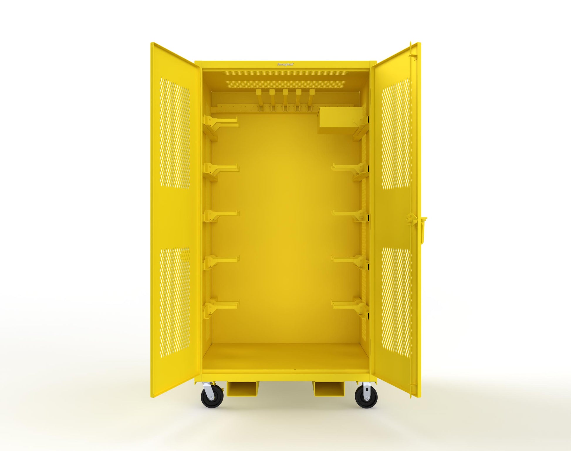 Extreme Duty 12 GA Mobile Rigging Cabinet with Ventilated Doors with Short & Long Hangers – 48 in. W x 36 in. D x 92 in. H - 47-VBS-360-23H-FLP-CA-1021