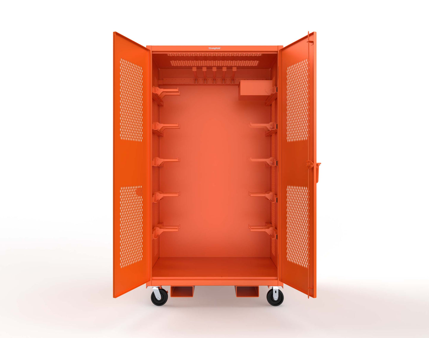 Extreme Duty 12 GA Mobile Rigging Cabinet with Ventilated Doors with Short & Long Hangers – 48 in. W x 36 in. D x 92 in. H - 47-VBS-360-23H-FLP-CA-2009