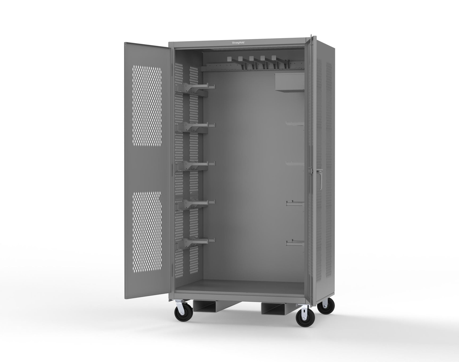 Extreme Duty 12 GA Mobile Rigging Cabinet with Ventilated Doors with Short & Long Hangers – 48 in. W x 36 in. D x 92 in. H - 47-VBS-360-23H-FLP-CA-7037