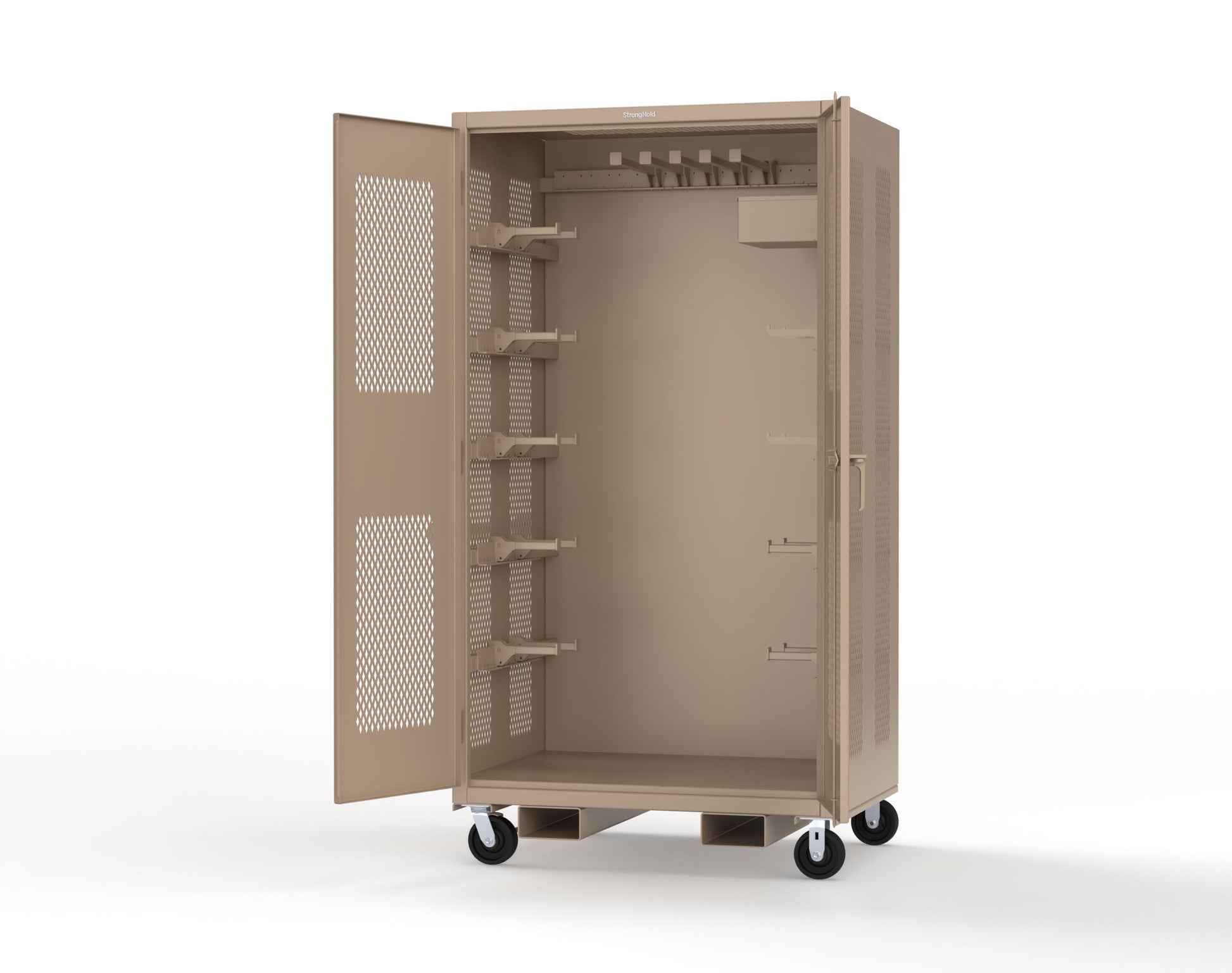 Extreme Duty 12 GA Mobile Rigging Cabinet with Ventilated Doors with Short & Long Hangers – 48 in. W x 36 in. D x 92 in. H - 47-VBS-360-23H-FLP-CA-1019