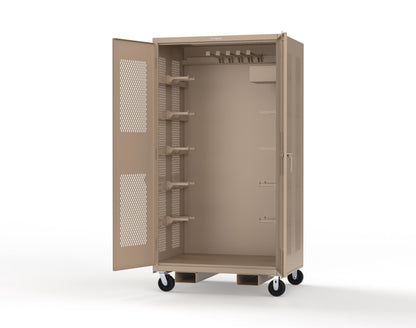 Extreme Duty 12 GA Mobile Rigging Cabinet with Ventilated Doors with Short & Long Hangers – 48 in. W x 36 in. D x 92 in. H - 47-VBS-360-23H-FLP-CA-1019