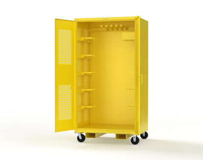 Extreme Duty 12 GA Mobile Rigging Cabinet with Ventilated Doors with Short & Long Hangers – 48 in. W x 36 in. D x 92 in. H - 47-VBS-360-23H-FLP-CA-1021