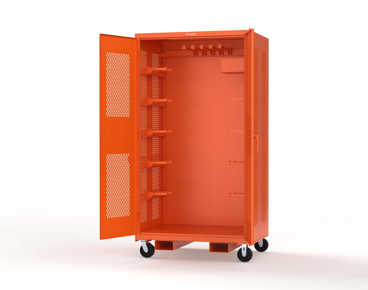 Extreme Duty 12 GA Mobile Rigging Cabinet with Ventilated Doors with Short & Long Hangers – 48 in. W x 36 in. D x 92 in. H - 47-VBS-360-23H-FLP-CA-2009