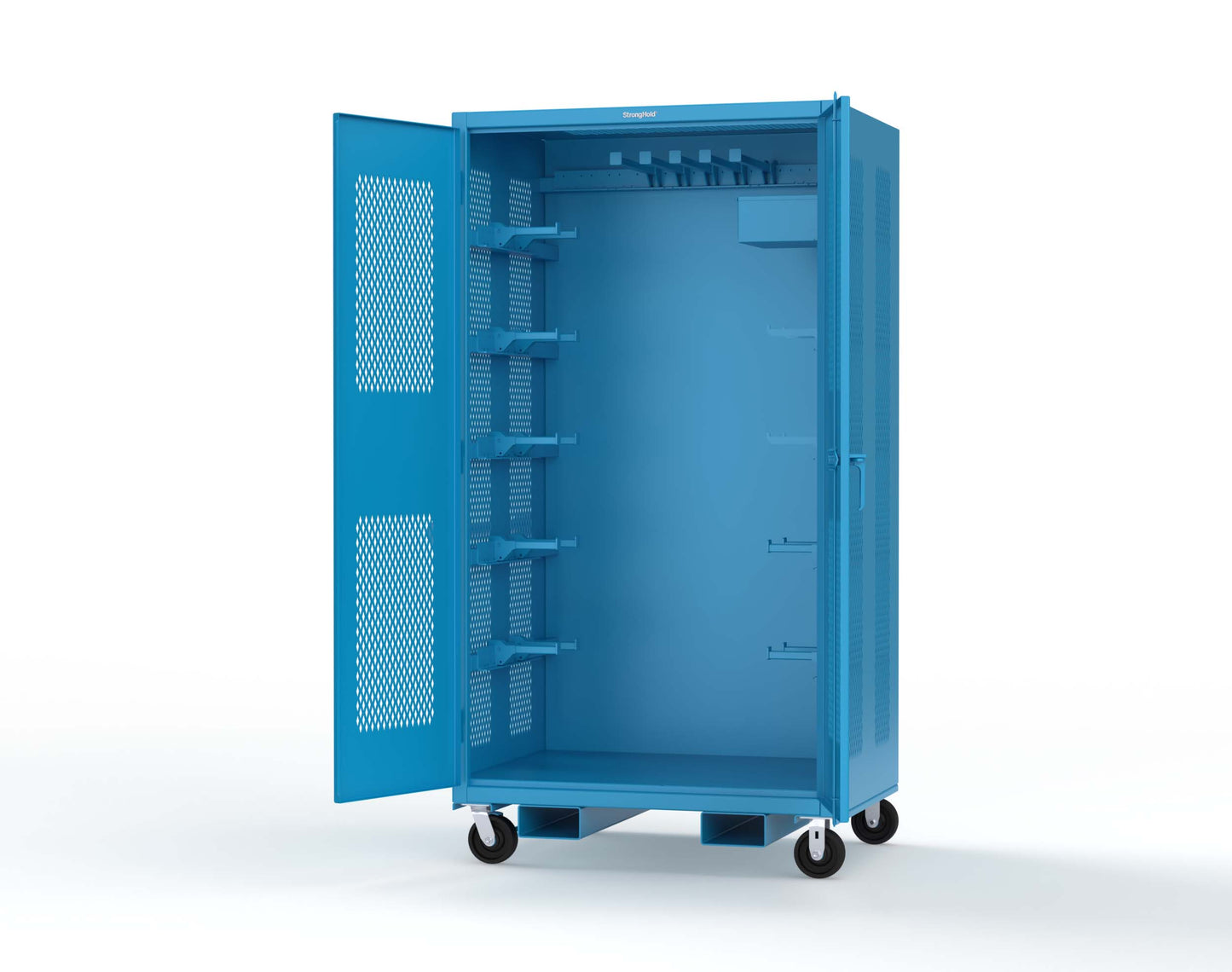 Extreme Duty 12 GA Mobile Rigging Cabinet with Ventilated Doors with Short & Long Hangers – 48 in. W x 36 in. D x 92 in. H - 47-VBS-360-23H-FLP-CA-5012