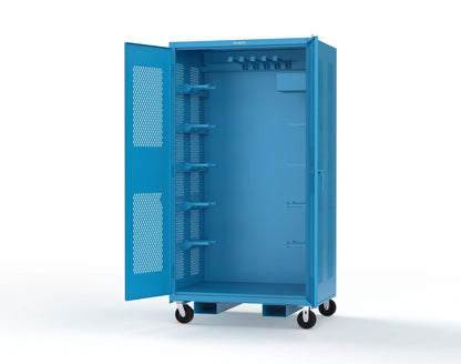 Extreme Duty 12 GA Mobile Rigging Cabinet with Ventilated Doors with Short & Long Hangers – 48 in. W x 36 in. D x 92 in. H - 47-VBS-360-23H-FLP-CA-5012