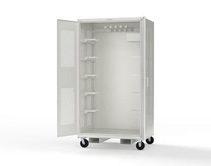 Extreme Duty 12 GA Mobile Rigging Cabinet with Ventilated Doors with Short & Long Hangers – 48 in. W x 36 in. D x 92 in. H - 47-VBS-360-23H-FLP-CA-9003
