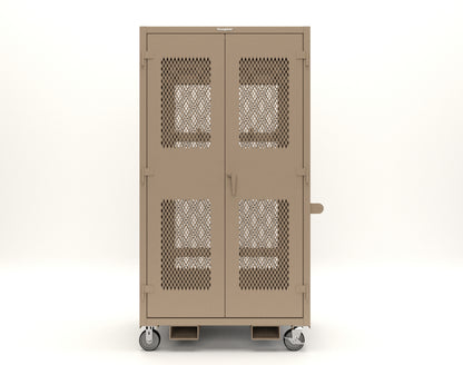 Extreme Duty 12 GA Mobile Rigging Cabinet with Ventilated Doors with Short & Long Hangers – 48 in. W x 36 in. D x 92 in. H - 47-VBS-360-24H-DBS-FLP-CA-1019