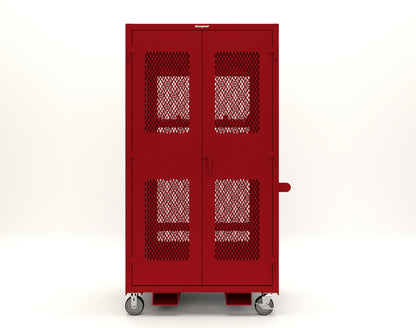 Extreme Duty 12 GA Mobile Rigging Cabinet with Ventilated Doors with Short & Long Hangers – 48 in. W x 36 in. D x 92 in. H - 47-VBS-360-24H-DBS-FLP-CA-3001