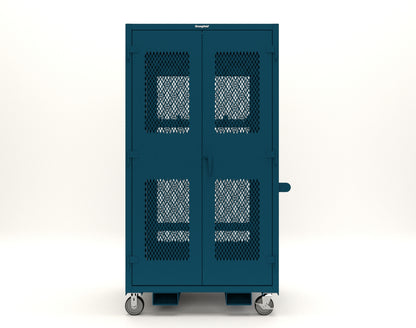 Extreme Duty 12 GA Mobile Rigging Cabinet with Ventilated Doors with Short & Long Hangers – 48 in. W x 36 in. D x 92 in. H - 47-VBS-360-24H-DBS-FLP-CA-5001