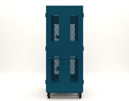 Extreme Duty 12 GA Mobile Rigging Cabinet with Ventilated Doors with Short & Long Hangers – 48 in. W x 36 in. D x 92 in. H - 47-VBS-360-24H-DBS-FLP-CA-5001