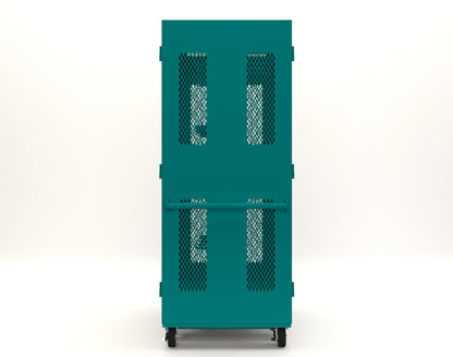 Extreme Duty 12 GA Mobile Rigging Cabinet with Ventilated Doors with Short & Long Hangers – 48 in. W x 36 in. D x 92 in. H - 47-VBS-360-24H-DBS-FLP-CA-5021