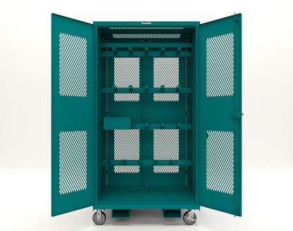 Extreme Duty 12 GA Mobile Rigging Cabinet with Ventilated Doors with Short & Long Hangers – 48 in. W x 36 in. D x 92 in. H - 47-VBS-360-24H-DBS-FLP-CA-5021