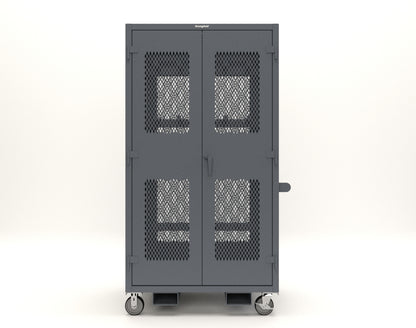 Extreme Duty 12 GA Mobile Rigging Cabinet with Ventilated Doors with Short & Long Hangers – 48 in. W x 36 in. D x 92 in. H - 47-VBS-360-24H-DBS-FLP-CA-7024
