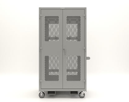 Extreme Duty 12 GA Mobile Rigging Cabinet with Ventilated Doors with Short & Long Hangers – 48 in. W x 36 in. D x 92 in. H - 47-VBS-360-24H-DBS-FLP-CA-7037