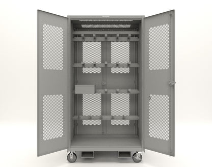 Extreme Duty 12 GA Mobile Rigging Cabinet with Ventilated Doors with Short & Long Hangers – 48 in. W x 36 in. D x 92 in. H - 47-VBS-360-24H-DBS-FLP-CA-7037