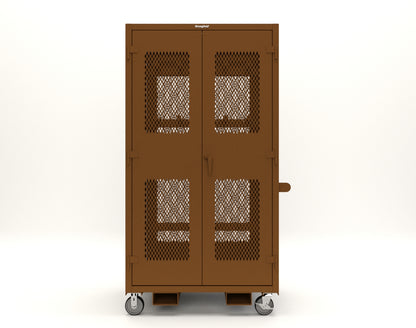 Extreme Duty 12 GA Mobile Rigging Cabinet with Ventilated Doors with Short & Long Hangers – 48 in. W x 36 in. D x 92 in. H - 47-VBS-360-24H-DBS-FLP-CA-8008
