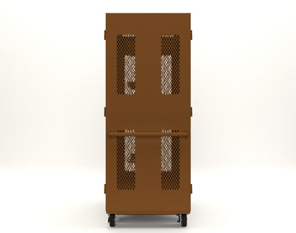 Extreme Duty 12 GA Mobile Rigging Cabinet with Ventilated Doors with Short & Long Hangers – 48 in. W x 36 in. D x 92 in. H - 47-VBS-360-24H-DBS-FLP-CA-8008
