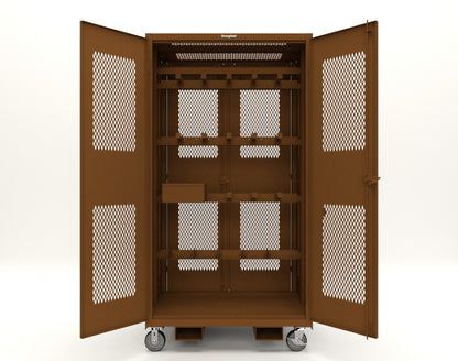 Extreme Duty 12 GA Mobile Rigging Cabinet with Ventilated Doors with Short & Long Hangers – 48 in. W x 36 in. D x 92 in. H - 47-VBS-360-24H-DBS-FLP-CA-8008