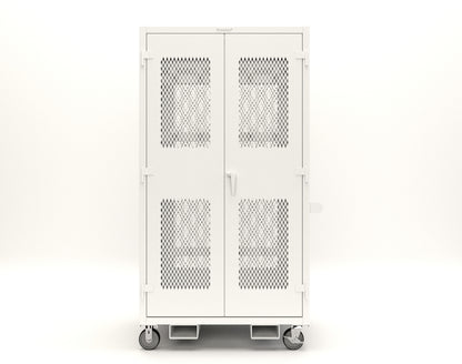 Extreme Duty 12 GA Mobile Rigging Cabinet with Ventilated Doors with Short & Long Hangers – 48 in. W x 36 in. D x 92 in. H - 47-VBS-360-24H-DBS-FLP-CA-9003