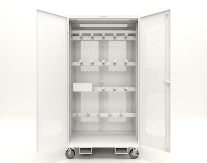 Extreme Duty 12 GA Mobile Rigging Cabinet with Ventilated Doors with Short & Long Hangers – 48 in. W x 36 in. D x 92 in. H - 47-VBS-360-24H-DBS-FLP-CA-9003