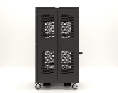 Extreme Duty 12 GA Mobile Rigging Cabinet with Ventilated Doors with Short & Long Hangers – 48 in. W x 36 in. D x 92 in. H - 47-VBS-360-24H-DBS-FLP-CA-9005