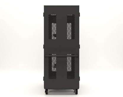 Extreme Duty 12 GA Mobile Rigging Cabinet with Ventilated Doors with Short & Long Hangers – 48 in. W x 36 in. D x 92 in. H - 47-VBS-360-24H-DBS-FLP-CA-9005