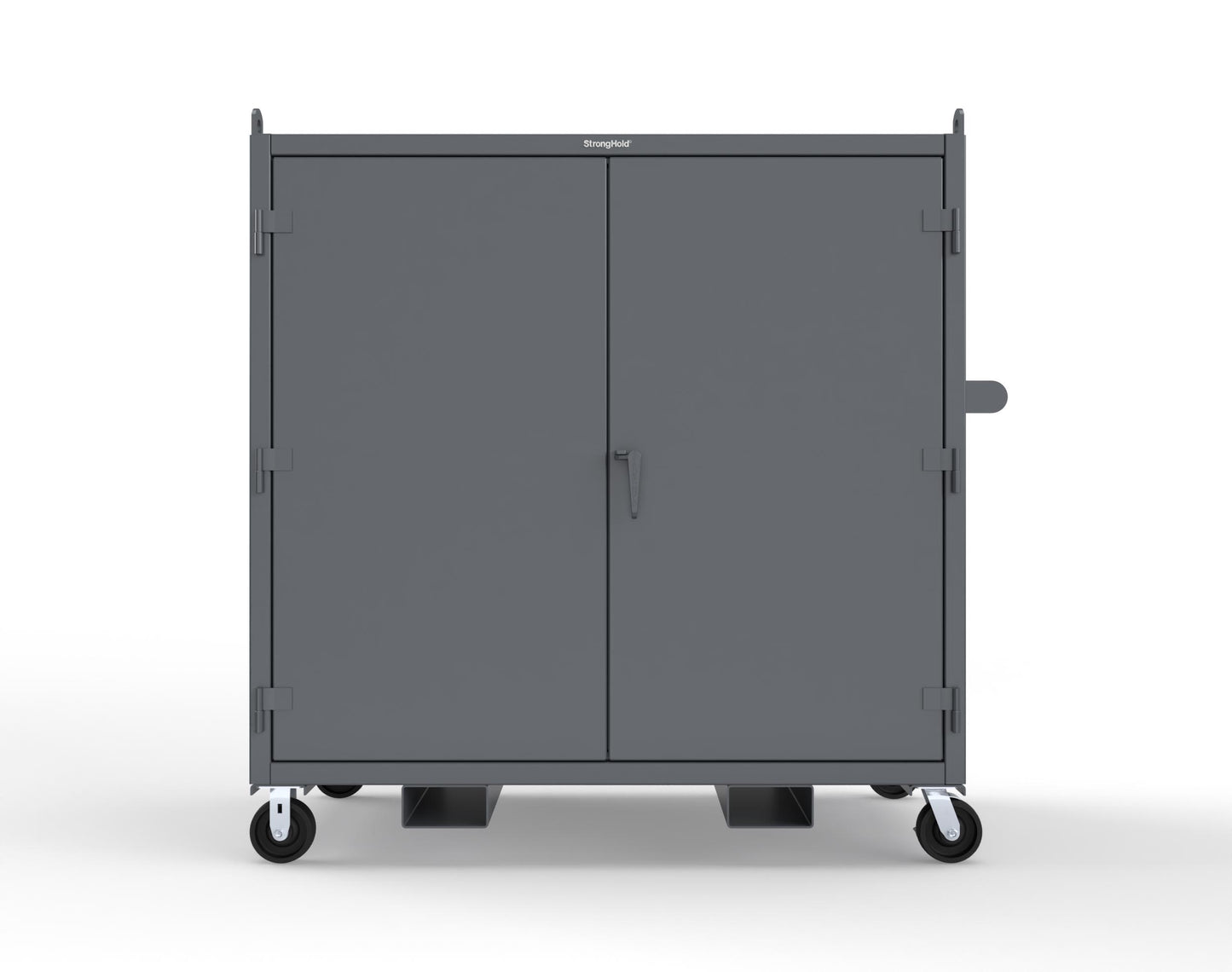 Extreme Duty 12 GA Mobile Jobsite Cabinet with 2 Shelves, Forklift Pockets, Lifting Lugs - 66 In. W x 34 In. D x 68 In. H - 5.5342-LL-CA-FLP-7024