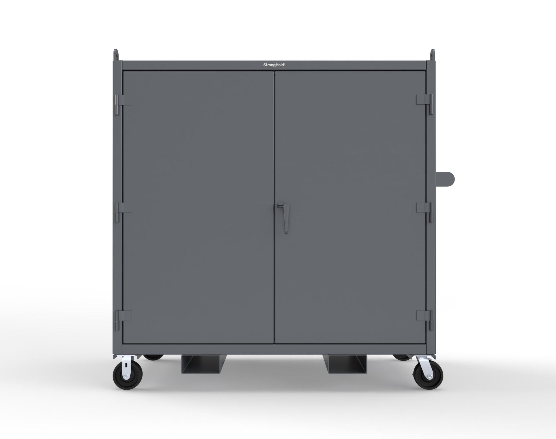 Extreme Duty 12 GA Mobile Jobsite Cabinet with 2 Shelves, Forklift Pockets, Lifting Lugs - 66 In. W x 34 In. D x 68 In. H - 5.5342-LL-CA-FLP-7024