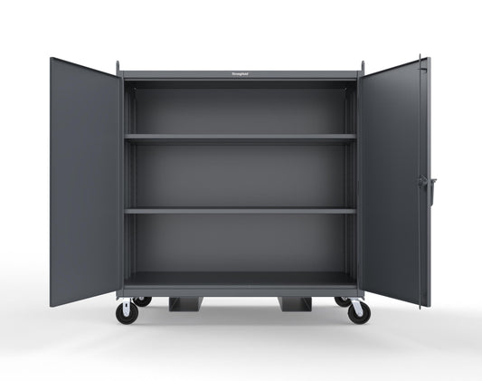Extreme Duty 12 GA Mobile Jobsite Cabinet with 2 Shelves, Forklift Pockets, Lifting Lugs - 66 In. W x 34 In. D x 68 In. H - 5.5342-LL-CA-FLP-7024