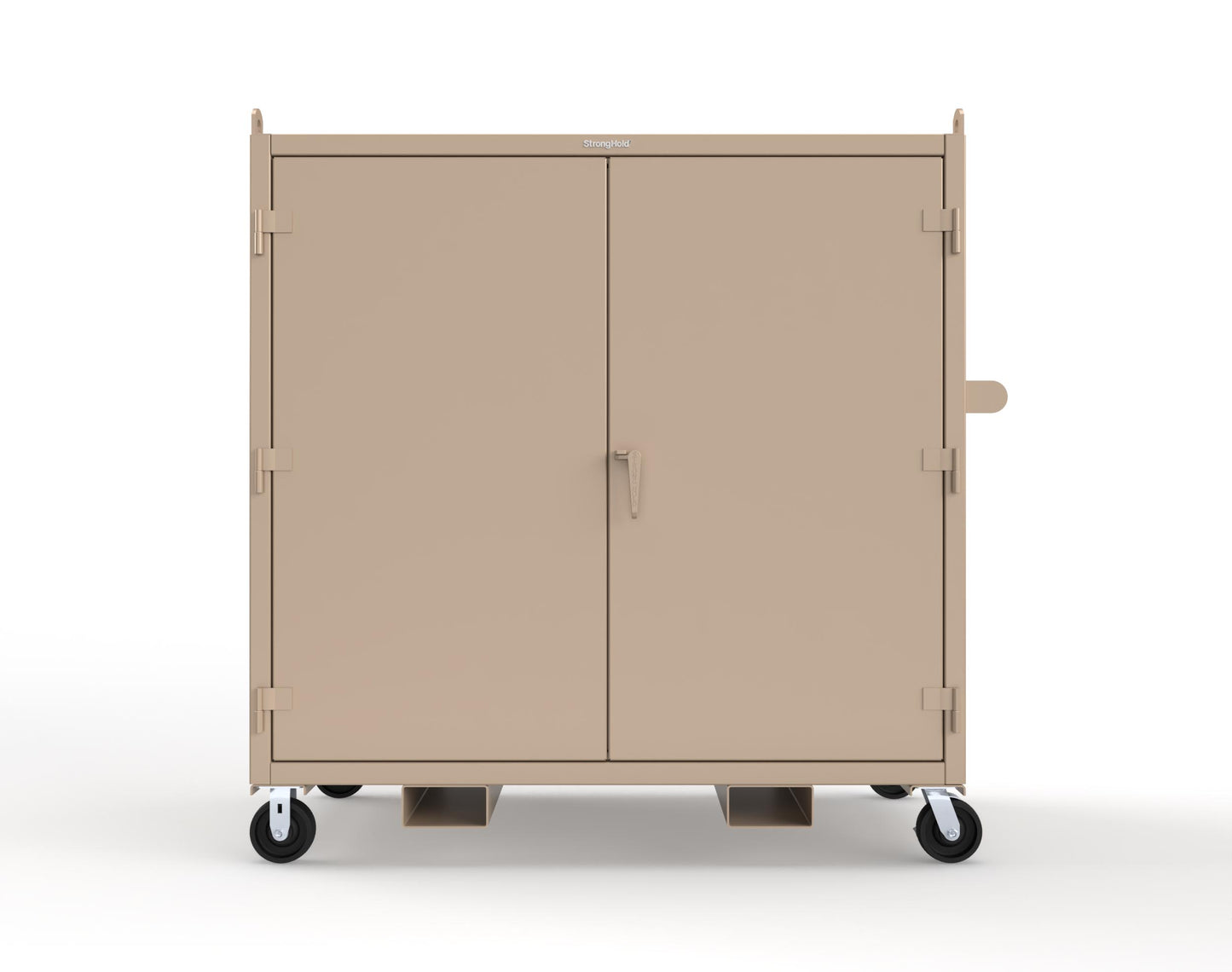 Extreme Duty 12 GA Mobile Jobsite Cabinet with 2 Shelves, Forklift Pockets, Lifting Lugs - 66 In. W x 34 In. D x 68 In. H - 5.5342-LL-CA-FLP-1019
