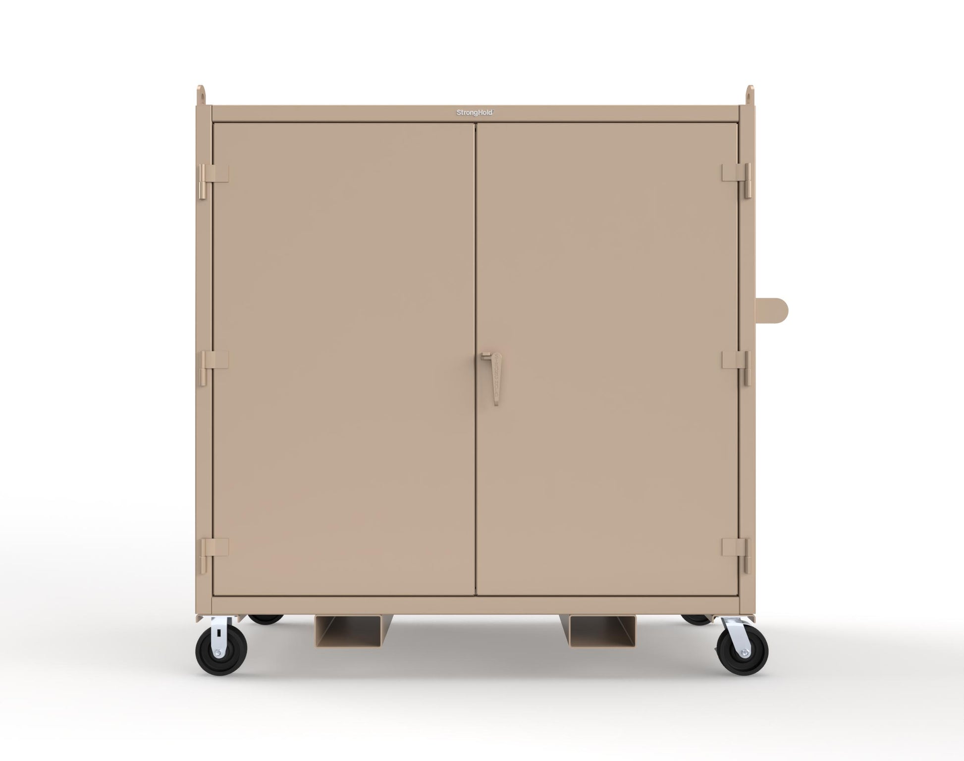Extreme Duty 12 GA Mobile Jobsite Cabinet with 2 Shelves, Forklift Pockets, Lifting Lugs - 66 In. W x 34 In. D x 68 In. H - 5.5342-LL-CA-FLP-1019