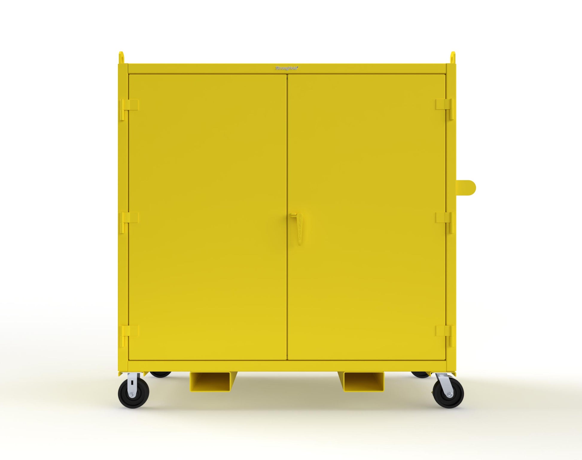 Extreme Duty 12 GA Mobile Jobsite Cabinet with 2 Shelves, Forklift Pockets, Lifting Lugs - 66 In. W x 34 In. D x 68 In. H - 5.5342-LL-CA-FLP-1021
