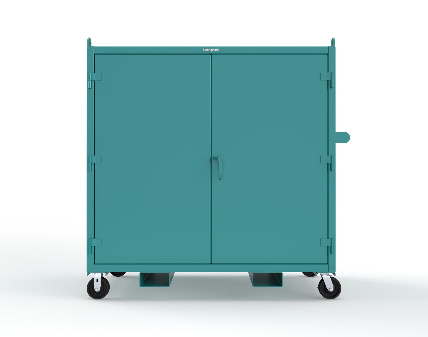 Extreme Duty 12 GA Mobile Jobsite Cabinet with 2 Shelves, Forklift Pockets, Lifting Lugs - 66 In. W x 34 In. D x 68 In. H - 5.5342-LL-CA-FLP-5021