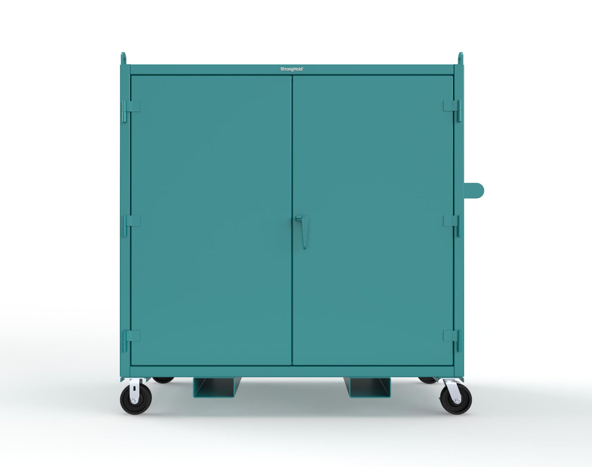 Extreme Duty 12 GA Mobile Jobsite Cabinet with 2 Shelves, Forklift Pockets, Lifting Lugs - 66 In. W x 34 In. D x 68 In. H - 5.5342-LL-CA-FLP-5021