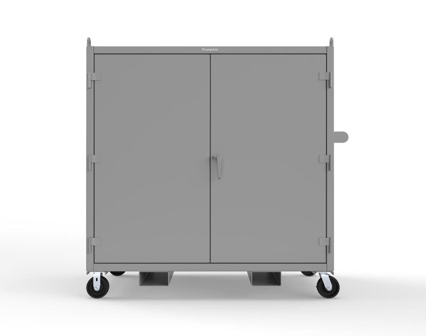 Extreme Duty 12 GA Mobile Jobsite Cabinet with 2 Shelves, Forklift Pockets, Lifting Lugs - 66 In. W x 34 In. D x 68 In. H - 5.5342-LL-CA-FLP-7037