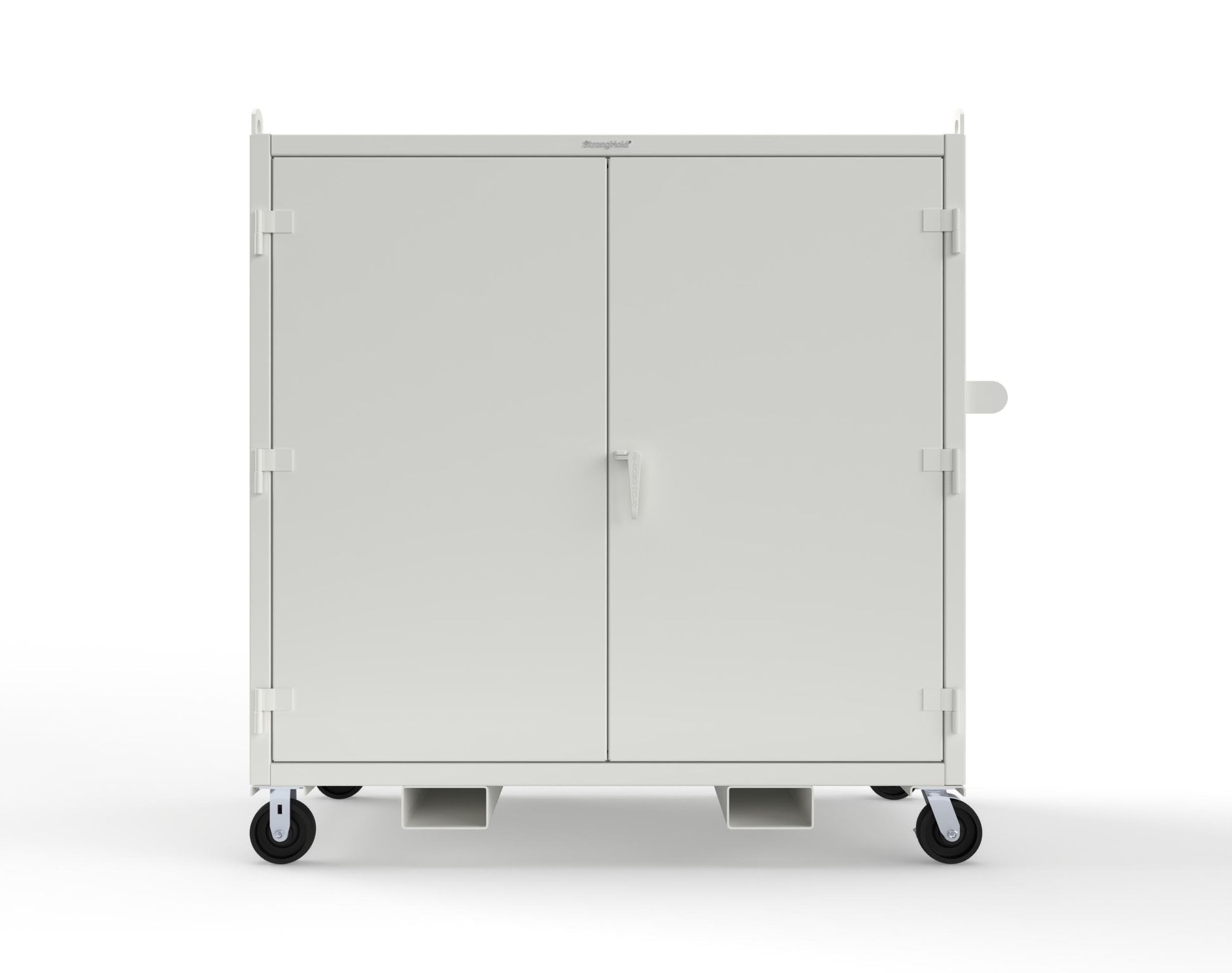 Extreme Duty 12 GA Mobile Jobsite Cabinet with 2 Shelves, Forklift Pockets, Lifting Lugs - 66 In. W x 34 In. D x 68 In. H - 5.5342-LL-CA-FLP-9003
