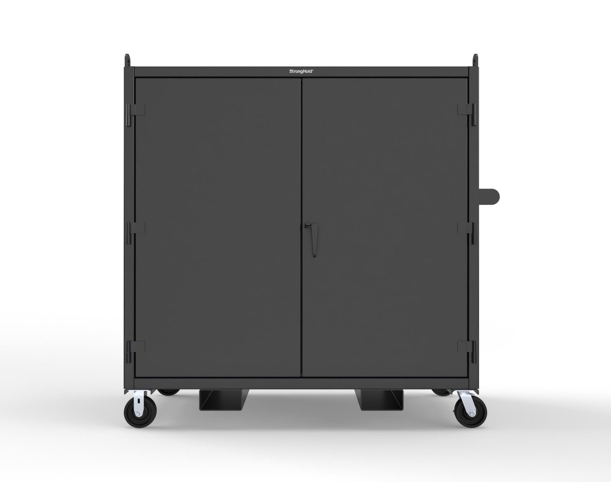 Extreme Duty 12 GA Mobile Jobsite Cabinet with 2 Shelves, Forklift Pockets, Lifting Lugs - 66 In. W x 34 In. D x 68 In. H - 5.5342-LL-CA-FLP-9005