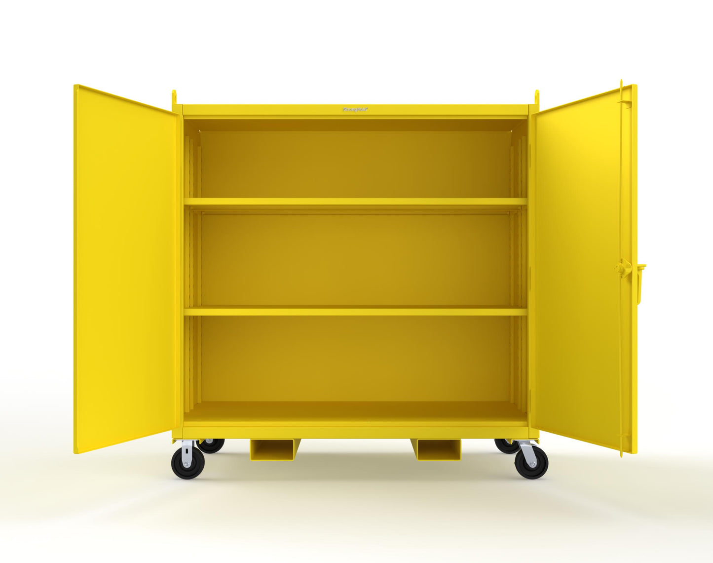 Extreme Duty 12 GA Mobile Jobsite Cabinet with 2 Shelves, Forklift Pockets, Lifting Lugs - 66 In. W x 34 In. D x 68 In. H - 5.5342-LL-CA-FLP-1021