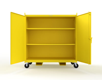 Extreme Duty 12 GA Mobile Jobsite Cabinet with 2 Shelves, Forklift Pockets, Lifting Lugs - 66 In. W x 34 In. D x 68 In. H - 5.5342-LL-CA-FLP-1021