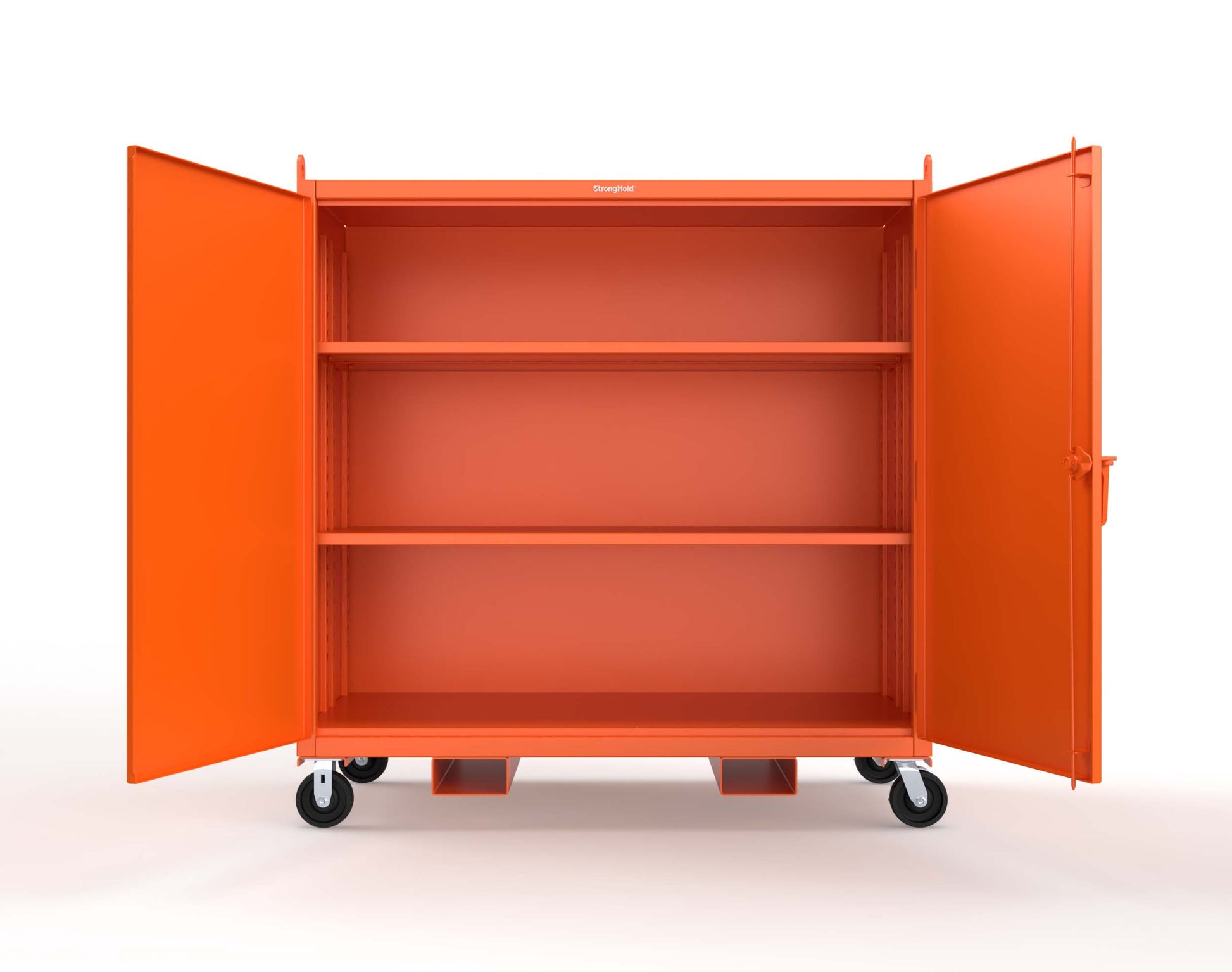 Extreme Duty 12 GA Mobile Jobsite Cabinet with 2 Shelves, Forklift Pockets, Lifting Lugs - 66 In. W x 34 In. D x 68 In. H - 5.5342-LL-CA-FLP-2009
