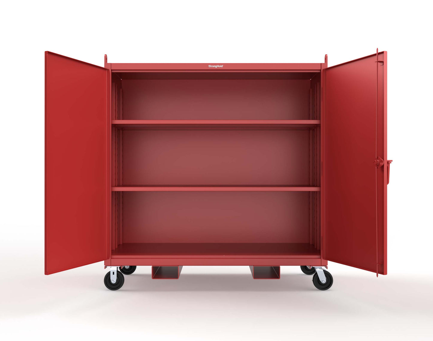 Extreme Duty 12 GA Mobile Jobsite Cabinet with 2 Shelves, Forklift Pockets, Lifting Lugs - 66 In. W x 34 In. D x 68 In. H - 5.5342-LL-CA-FLP-3001