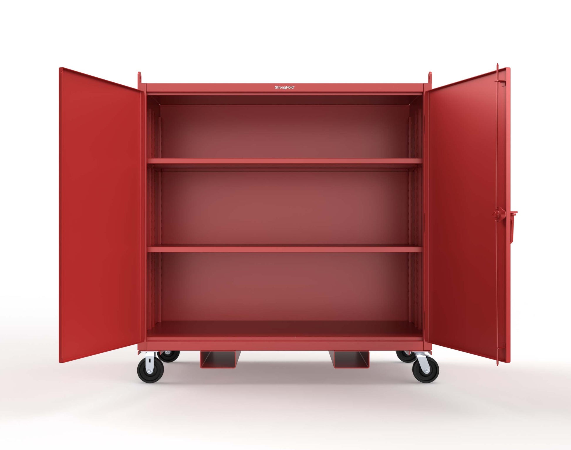 Extreme Duty 12 GA Mobile Jobsite Cabinet with 2 Shelves, Forklift Pockets, Lifting Lugs - 66 In. W x 34 In. D x 68 In. H - 5.5342-LL-CA-FLP-3001