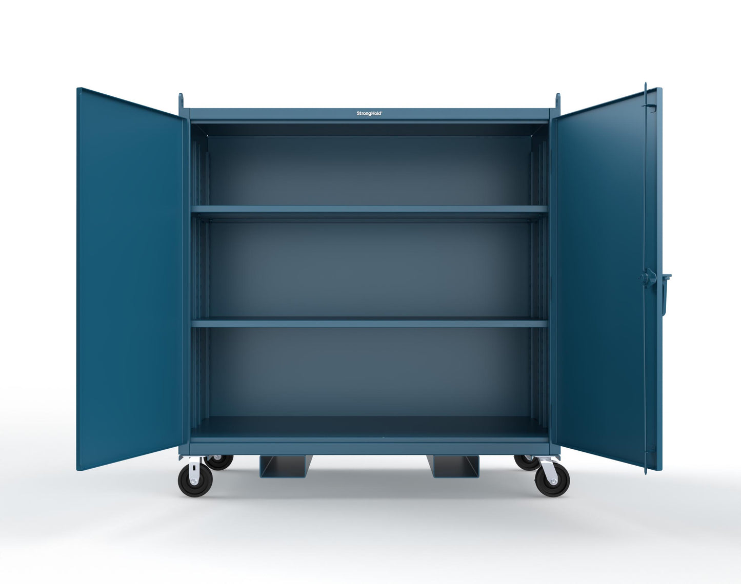 Extreme Duty 12 GA Mobile Jobsite Cabinet with 2 Shelves, Forklift Pockets, Lifting Lugs - 66 In. W x 34 In. D x 68 In. H - 5.5342-LL-CA-FLP-5001
