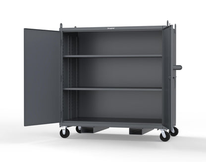 Extreme Duty 12 GA Mobile Jobsite Cabinet with 2 Shelves, Forklift Pockets, Lifting Lugs - 66 In. W x 34 In. D x 68 In. H - 5.5342-LL-CA-FLP-7024