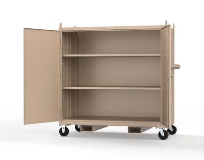 Extreme Duty 12 GA Mobile Jobsite Cabinet with 2 Shelves, Forklift Pockets, Lifting Lugs - 66 In. W x 34 In. D x 68 In. H - 5.5342-LL-CA-FLP-1019