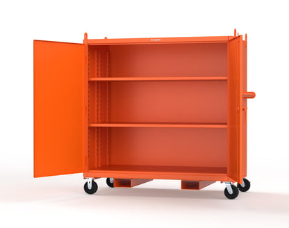 Extreme Duty 12 GA Mobile Jobsite Cabinet with 2 Shelves, Forklift Pockets, Lifting Lugs - 66 In. W x 34 In. D x 68 In. H - 5.5342-LL-CA-FLP-2009