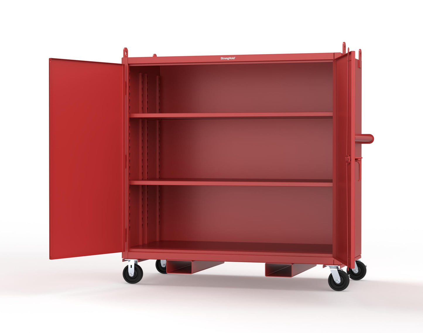 Extreme Duty 12 GA Mobile Jobsite Cabinet with 2 Shelves, Forklift Pockets, Lifting Lugs - 66 In. W x 34 In. D x 68 In. H - 5.5342-LL-CA-FLP-3001